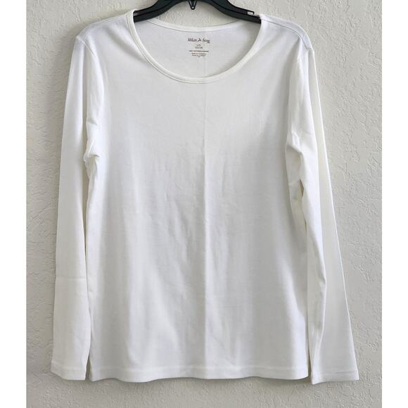 TOP/BLOUSE-WHITE STAG-White-Long Sleeves-Basic Style-Cotton - Size LG (12-14) - Picture 1 of 10
